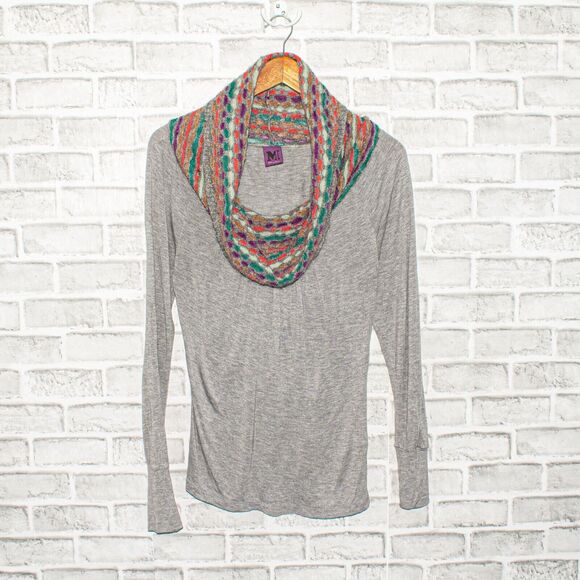 MISSONI Denim collection line Knit Cowl-Neck top in Gray Size Small - Picture 9 of 11